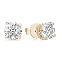 Diamond 4-claw Solitaire Earrings in 14K Yellow Gold with 0.36ctw certified GIA Diamonds (IF clarity, E color)
