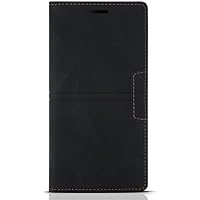 ONNAT-Leather Magnetic Flip Case for iPhone 15 with Hidden Card Slots TPU Shockproof Protection Cover (Black)