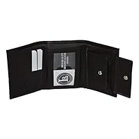 Leatherboss Leather Boys Slim Compact Flap Id Coin Pocket Trifold Wallet, Black