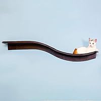 60 Inch Lotus Branch Cat Shelf in Brown Mahogany with Replaceable Carpet, Playing, Climbing, & Lounging Cat Shelves And Perches For Wall, Cat Hammock Bed Furniture for Large Cats