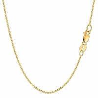 14K SOLID Yellow 1.5mm,1.9mm,2.2mm Or 3.0mm Shiny Diamond Cut Forsantina Cable Chain Necklace for Pendants and Charms with Lobster-Claw Clasp (16