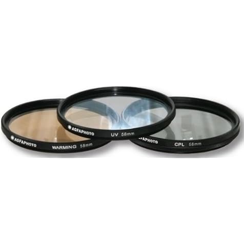 AGFA 3-Piece Professional Filter Kit 58mm - Ultraviolet (UV) + Circular Polarizor (CPL) + Warming Intensifier APFTK58 (OLD MODEL)