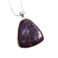 Handmade Jewelry 925 Sterling Silver Natural Blue Sodalite Gemstone Simple Pendant Necklace Gift