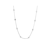 14k White Gold Diamond Stations Necklace 16 Inch Measures 4.3mm Wide Jewelry for Women