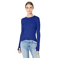 Enza Costa Women’s Cashmere Blend Cuffed Crew Top with Thumbholes