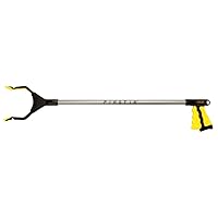 Pro P-321, Aluminum Reacher, Wide 5.5” Jaw, 360° Rotating Jaw, Durable and Rust-Proof, Unique Handle and Trigger, 1 Year Warranty, Yellow, 32 Inch (Pack of 1)
