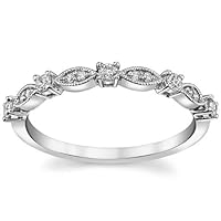 JeweleryArt Excellent Round Brilliant Cut 0.18 Carat, Moissanite Diamond Promise Band, Prong Set, Eternity Sterling Silver Band, Valentine's Day Jewelry Gift, Customized Bands for Her