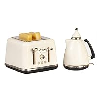 Melody Jane Dollhouse Modern White Jug Kettle & Toaster Miniature 1:12 Kitchen Accessory