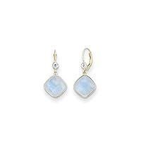14ct WhiteGold Topaz and Celestial Moonstone Leverback Long Drop Dangle Earrings Measures 30.2x14.7mm Wide Jewelry for Women