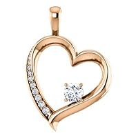 14k Rose Gold Round 4.1mm Polished 0.33 Dwt Diamond Pendant Necklace Jewelry for Women