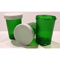 Plastic Prescription Green Vials/Bottles Large 20 Dram w/Non-CHILDPROOF Snap Caps 25 Pack
