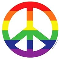 Peace Sign in Rainbow Stripes Square Magnet 4.25-inch Gay