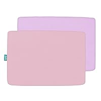 Biloban Pack and Play Sheet Fitted for Girl, 2 Pack Portable Playard | Mini Crib Sheets, Ultra Soft Microfiber Pack N Play Sheets, Pink & Purple, Preshrunk