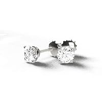 Crecida 1.25 Carat (ctw) 14 K White Gold Round shaped Lab-Grown White Diamond stud Earring with VS1-VS2-GH