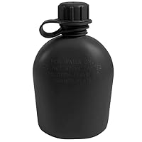 M MCGUIRE GEAR GI Style 1 Qt. Rugged Plastic Canteen, Made in USA, Durable Polyethylene Plastic (Black)