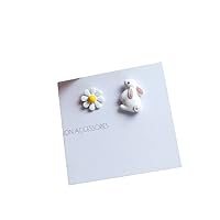Small Daisy Flower Stud Earrings For Women Girl Cute Rabbit Cat Flowers Asymmetrical Earring Party Jewelry s Practical and Attractive