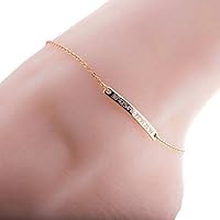Personalized Gift Anklet - 16K Gold/Silver/Rose Gold Plated, Dainty Coordinate Anklet with Personalized Bar Plate, Delicate Initial - Best Graduation Day Gift