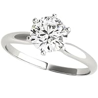 Lab Created Moissanite Solitaire Engagement Ring Solid 14K White Gold/925 Sterling Silver Round Cut 1.50 CT - 6 Prong Setting Crystallized Symbol of Love and Commitment