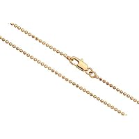 24Inch Necklace Ball Chain, Gold Finished 1.5mm Ball with Lobster Claw Clasp 2Chain