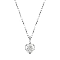 The Diamond Deal 18kt White Gold Womens Necklace Heart Cluster VS Diamond Pendant 0.35 Cttw (16 in, 2 in ext.)