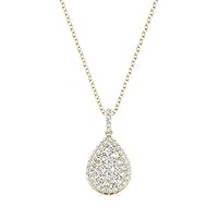The Diamond Deal 18kt White Gold Womens Necklace Pear-Shaped Cluster VS Diamond Pendant 0.87 Cttw (16 in, 2 in ext.)