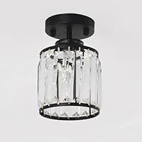 Crystal Ceiling Light Mini Chandelier Surface Mount Close to Ceiling Lighting Fixture Modern E27 Ceiling Lamp for Kitchen Island Entryway Hallway Bedroom