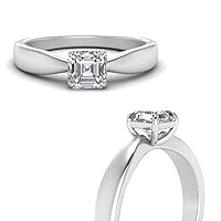 Solitaire White Natural Moissanite Diamond Ring In 925 Sterling Silver For Women's Engagement