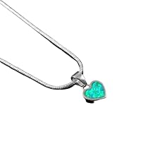 Handmade 925 Sterling Silver Natural Green Opal Pendant Necklace Jewewlry