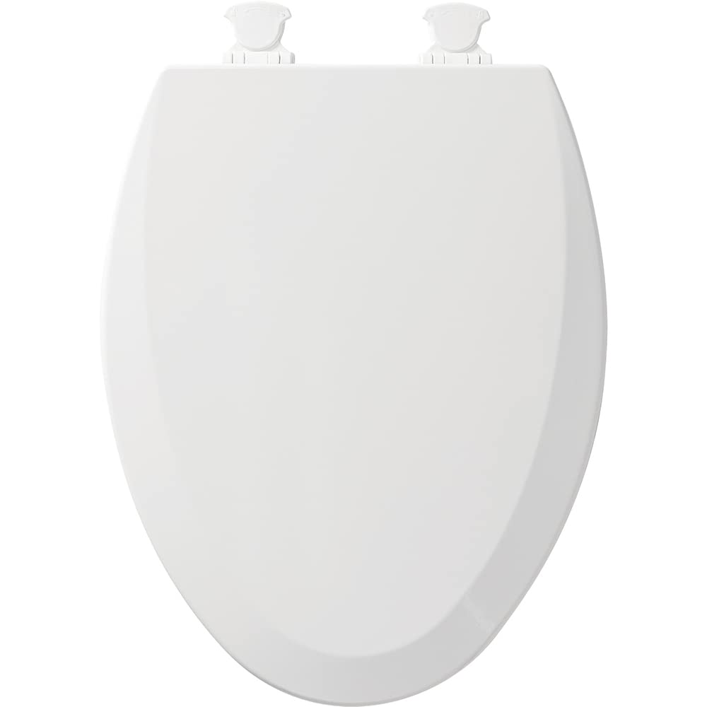 Bemis 1500EC 000 Toilet Seat with Easy Clean & Change Hinges, Elongated, Durable Enameled Wood, White