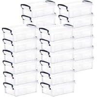 Superio Clear Storage Boxes with Lids, Plastic Containers for Organizing, Stackable Crates, BPA Free, Non Toxic, Odor Free, Organizer Bins for Home, Office, School, and Dorm (1.25 Qt (Mini), 24 Pack)