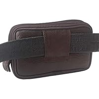 Men Genuine Leather Travel Cell Mobile Phone Belt Pouch Purse Fanny Pack Waist Bag Wallet Coffee Simple and Stylish