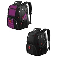 YOREPEK 17 inch Black Backpack & 18.4 inch Purple Backpack, Water Resistant College Backpack Airline Approved Business Work Bag with USB Charging Port
