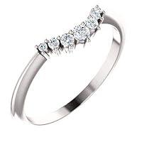 Band Ring Platinum 0.13 Dwt Polished 1/8 Dwt Diamond Contour Band Size 6.5 Jewelry for Women