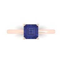 1.05 ct Asscher Cut Solitaire Genuine Simulated Blue Tanzanite Stunning Classic Statement Ring 14k Rose Gold for Women