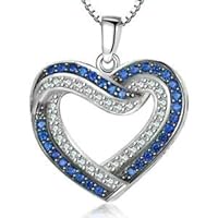 1.00 Ct Round Cut Sapphire & Diamond Love Heart Pendant 14K White Gold Plated