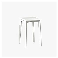 Minimalist Fashion Creative 6 Pack Stackable Dining Table and Stool, Solid Wood Stool and Square Stool Makeup Small Stool for Dining/Kitchen/Home Casual/White