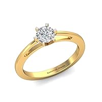 Flower Shape Raw Diamond Ring, 0.33 Ctw G-H VS Clarity Diamond Ring