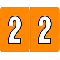 File Folder Labels, Number 2, DATAFILE/TAB L8700 Match - AL8700 Series Chart Stickers, Light Orange, 15/16