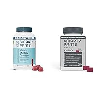 SmartyPants Multivitamin for Men & Mineral Chews: Multivitamin with Omega 3 Fish Oil (EPA/DHA), Methylfolate, CoQ10 and Multimineral with Magnesium Citrate & Calcium, 30 Day Supply Each