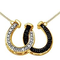 1/8 Ct Diamond Double Horseshoe Pendant Necklace 14K Yellow Gold Plated Sterling