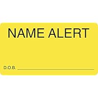 Attention Labels - Name Alert D.O.B._, Fluorescent Chartreuse, Alerts Medical Healthcare Information, 3-1/4