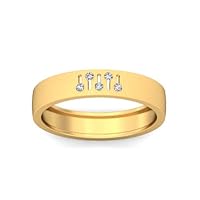 18K Yellow Gold Diamond Band 0.08 Carats Diamond Ring ,Unisex Wedding Band