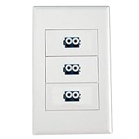 LC Fiber Wall Plate with 3 LC Duplex Ports White Faceplate Panel for Fiber Optic Cable Keystone Port for Cabling System Duplex LC Adapter Coupler
