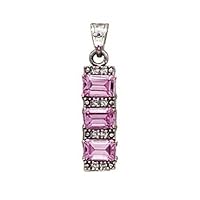 14k White Gold Created Pink Sapphire Diamond Pendant Necklace Jewelry for Women