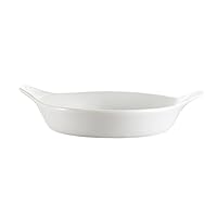 CAC China 106-Ounce Porcelain French Handle Baking Dish, 13-3/4 by 1-3/4-Inch, Super White, Box of 6