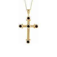 Cross Pendant with Natural Black Onyx and 16-18