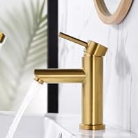 Single Hole Bathroom Faucet Single Handle Bathroom Sink Faucet Brushed Gold Stainless Steel Basin Mixer Tap - Sink Drain & Deck Plate Not Included