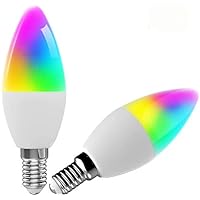 Smart LED Candle Light Bulbs 5W 300 Lumens E14 LED Light Bulb Tunable RGBW Candle Bulb Compatible with Alexa Google Home (3Pack)