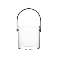 Luxury Ice Bucket for Parties, Glass Buckets Bamboo Handle, Bar Accessories for Beer Cocktail Wine Champagne (1.5L / 2.5L) (Color : Clear, Size : 1.5L)