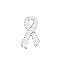 Lung Cancer Awareness Flat White Ribbon Pin
